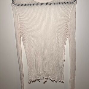ZARA Ribbed Long Sleeve Top in Cream